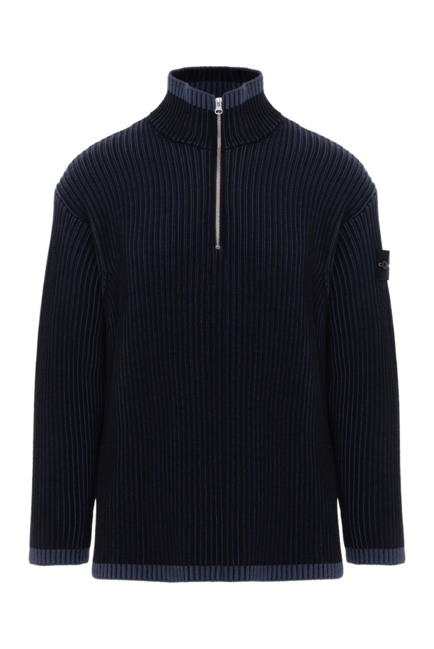 Stone Island men's blue ribbed sweater made of natural wool 187221 - photo 1