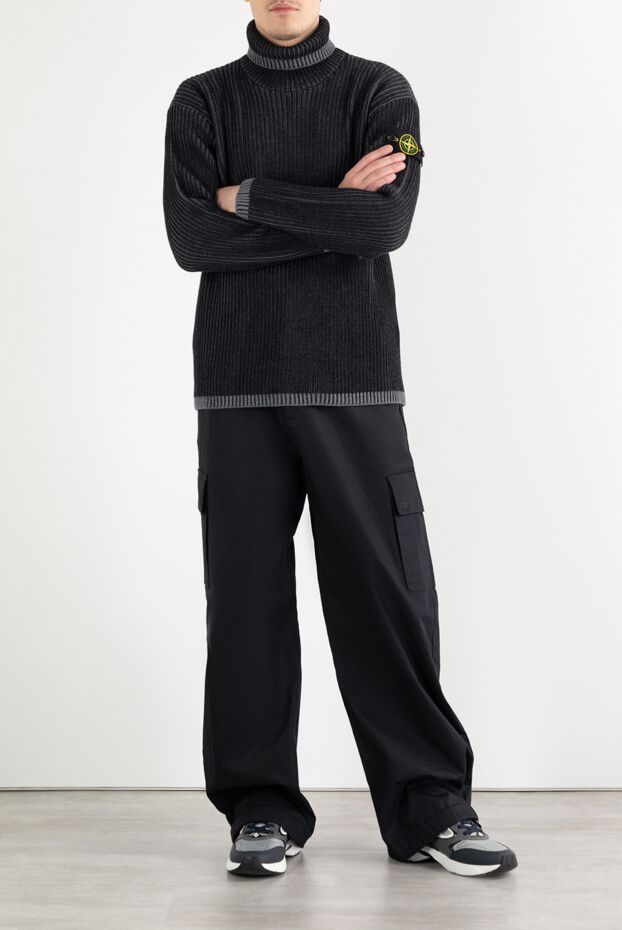 Stone Island gray ribbed wool golf with piping 187222 - photo 2