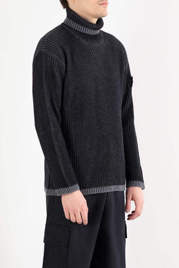 Stone Island gray ribbed wool golf with piping 187222 - photo 3