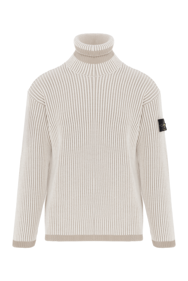 Stone Island beige men's knitted ribbed turn-up sweater 187223 - photo 1