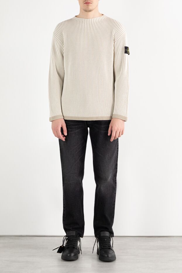 Stone Island beige ribbed wool jumper for men 187224 - photo 2