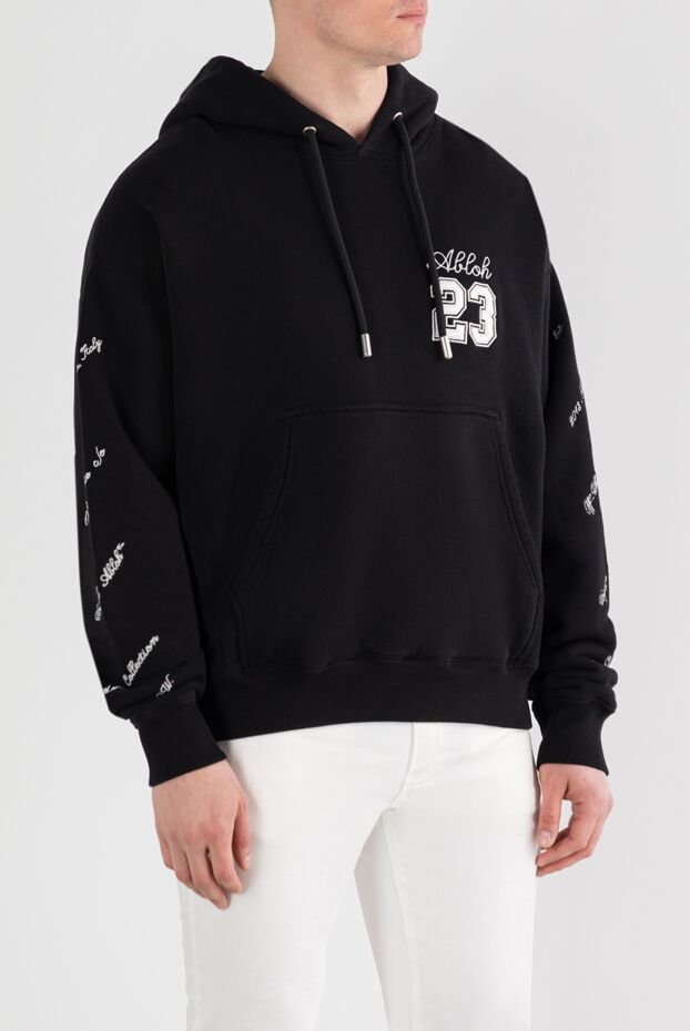 Off-White худи из хлопкового джерси черное мужское с вышивкой 23 187242 - фото 3