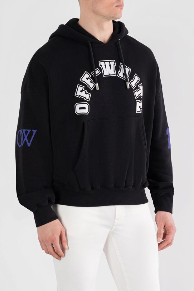 Off-White мужское черное хлопковое худи с логотипом 187244 - фото 3