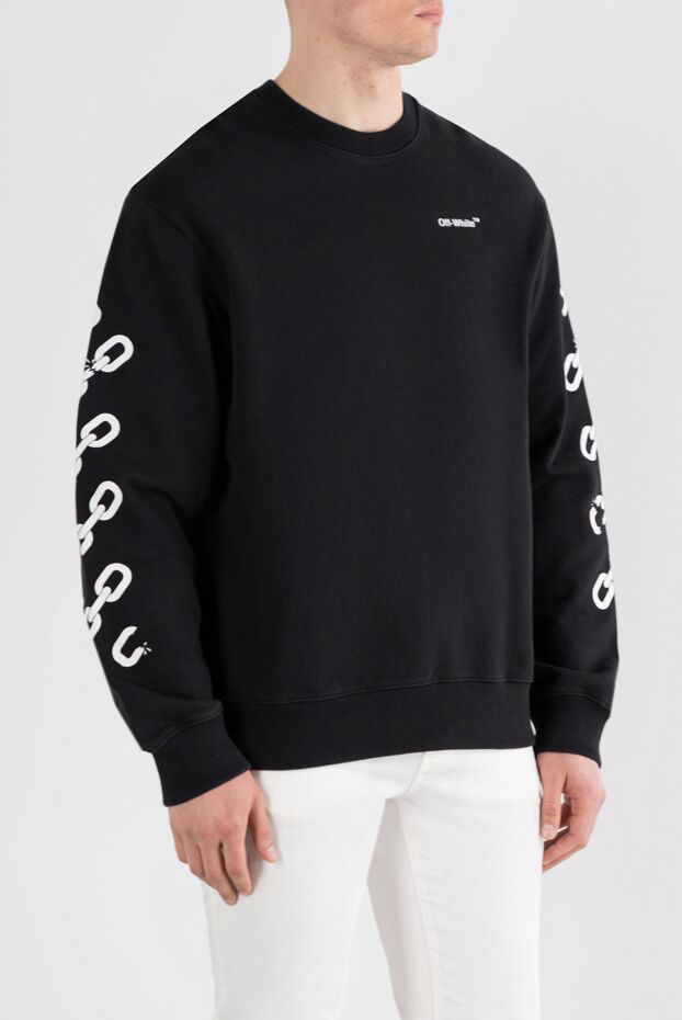 Off-White черный свитшот с контрастным принтом на рукавах 187250 - фото 3