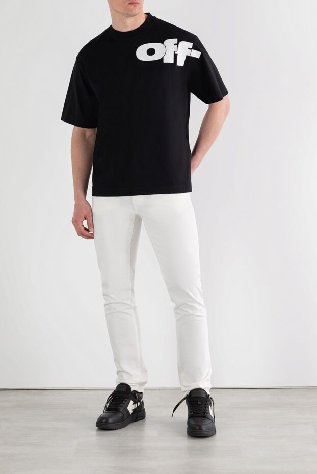Off-White черная оверсайз футболка с контрастным принтом логотипа 187267 - фото 2