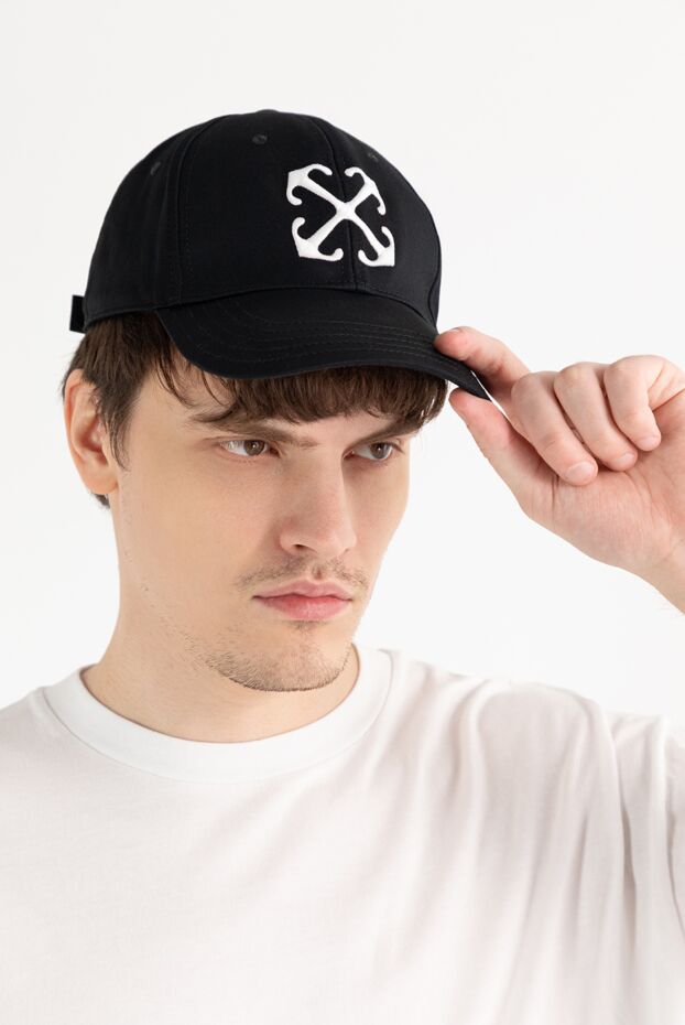 Off-White логотипі бар ерлерге арналған қара мақтадан жасалған бейсбол қалпағы 187273 - фото 2