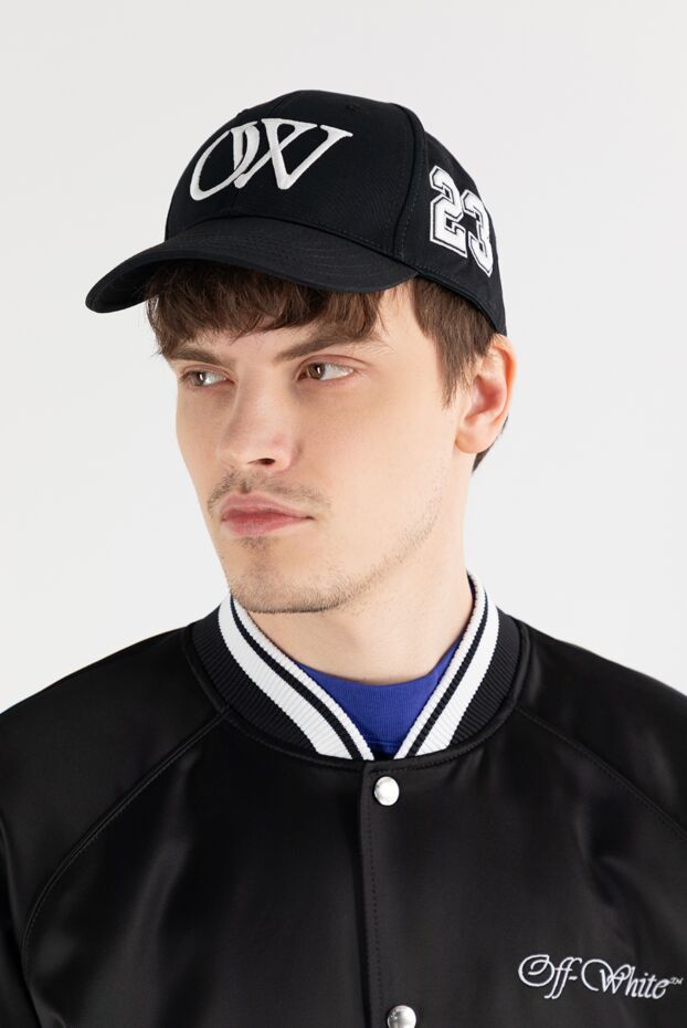 Off-White қара ерлерге арналған ow логотипі бар мақтадан жасалған бейсбол қалпағы 187275 - фото 2