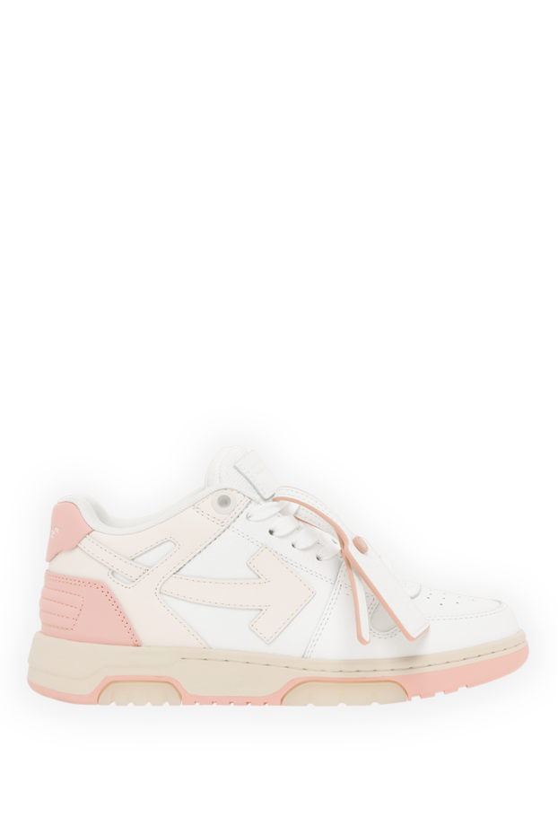 Off-White қызғылт түсті кірістірулері бар әйелдердің ақ комбинирленген кроссовкалары 187281 - фото 1