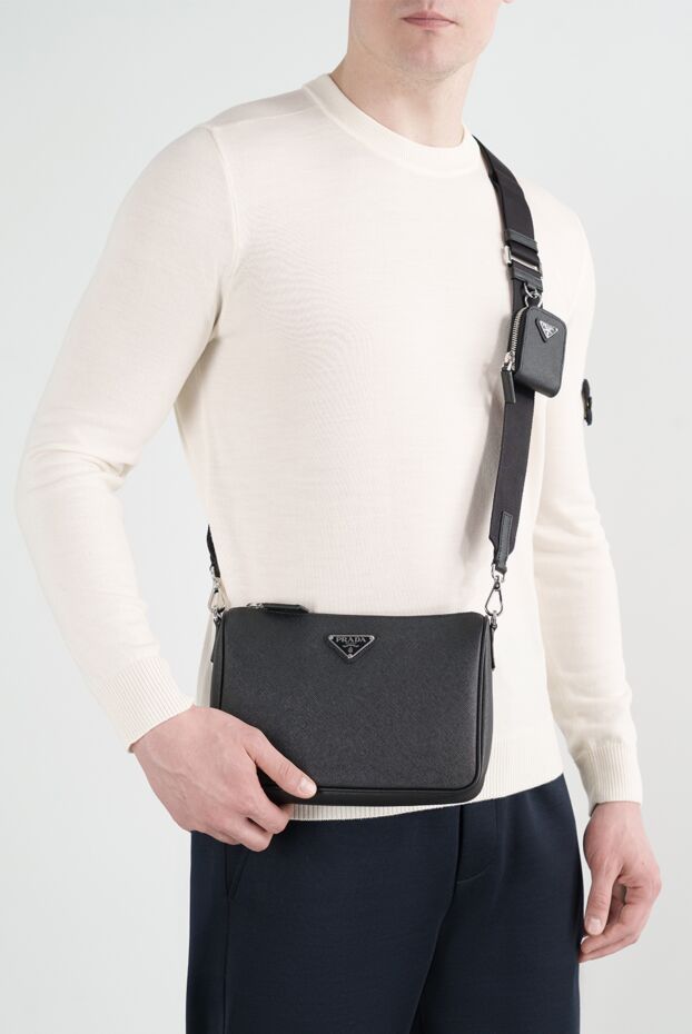 Prada логотипі бар қара былғары сөмке 187288 - фото 2