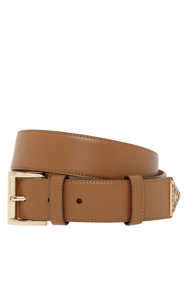 Prada логотипі бар әйелдер қоңыр былғары белбеуі 187342 - фото 1