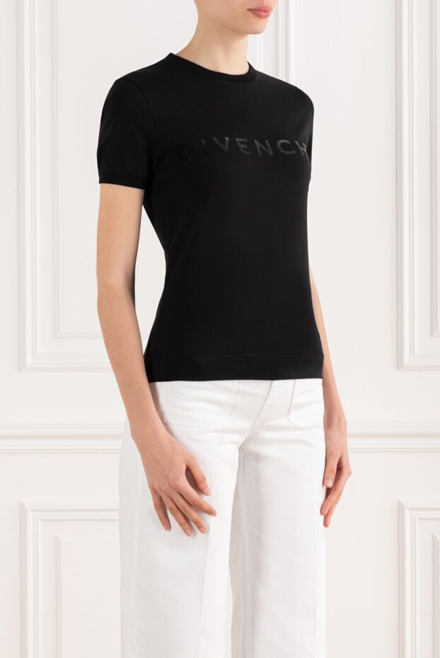 Givenchy archetype slim fit мақта-матадан жасалған қара футболка 187347 - фото 3