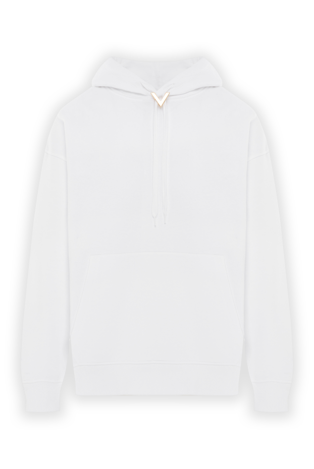 White cotton hoodie with Vlogo logo hood - photo 1