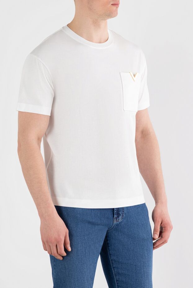 Valentino кеуде қалтасы және vlogo бар ақ мақтадан жасалған футболка 187370 - фото 3