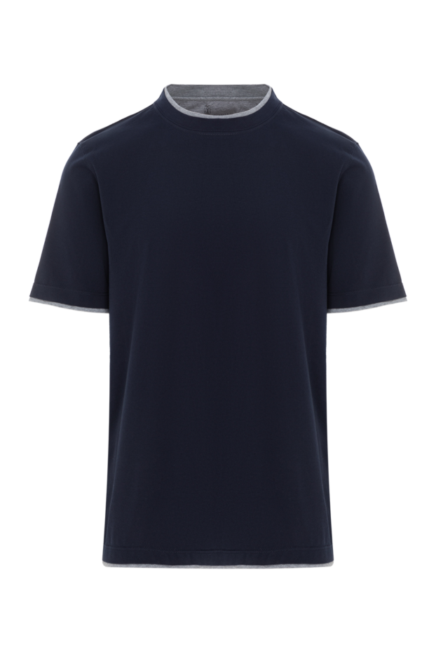 Brunello Cucinelli men's blue cotton t-shirt with piping 187380 - photo 1