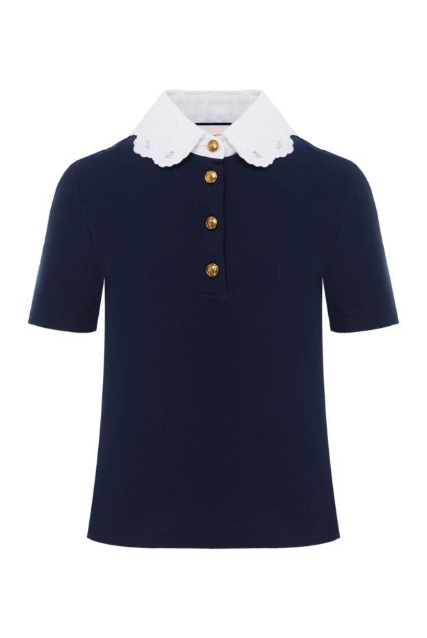 Valentino хлопковая блуза с вышивкой синяя 187392 - фото 1