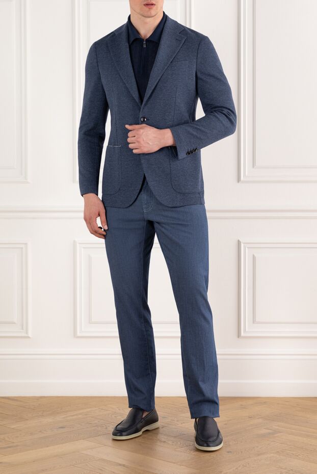 Sartoria Latorre blue men's single-breasted wool and cotton jacket 187409 - photo 2