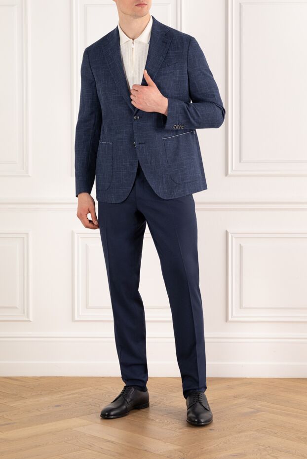 Sartoria Latorre blue men's jacket single-breasted with pattern 187410 - photo 2