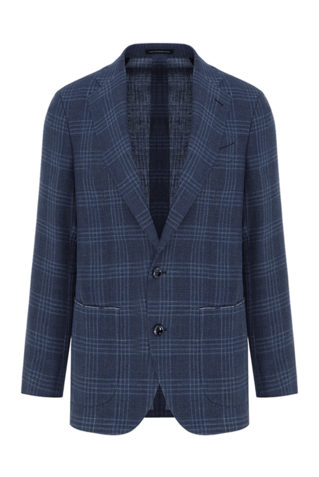 Sartoria Latorre men's blue checkered linen and wool jacket 187414 - photo 1