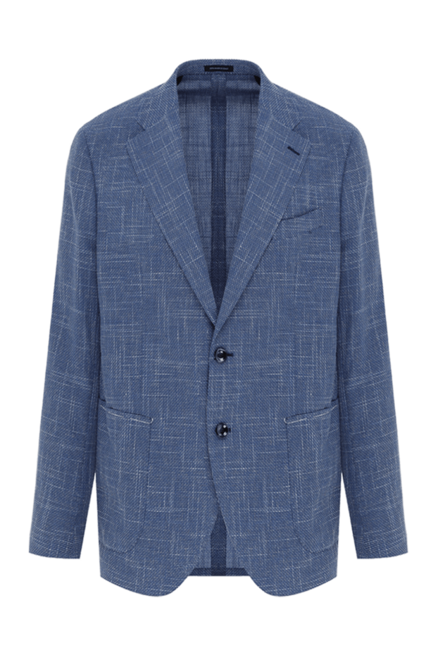 Sartoria Latorre blue men's jacket made of wool, cotton and linen, single-breasted 187417 - photo 1