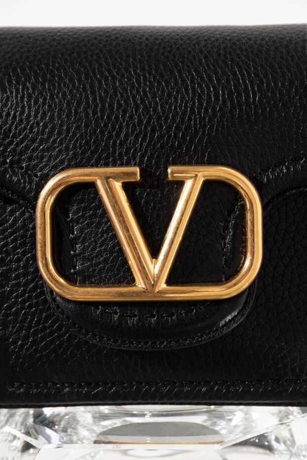 Valentino қара түсті логотипі бар барлық уақыттағы дәнді бұзау терісінен жасалған сөмке 187440 - фото 2