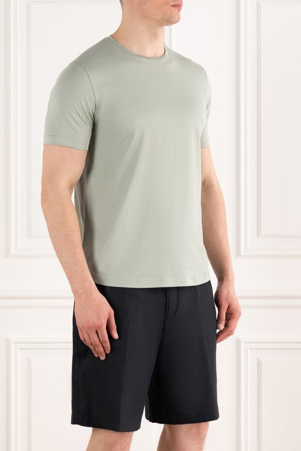 Loro Piana жұмсақ мақта-жібек жейде ашық жасыл түсті футболка 187452 - фото 3