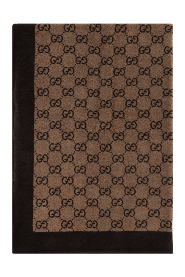 Gucci махровое пляжное покрывало gg коричневое из хлопка 187468 - фото 1