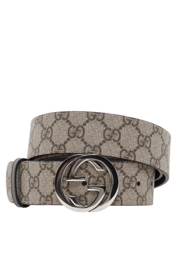 Gucci двусторонний ремень с канвой gg supreme бежевый мужской 187471 - фото 1