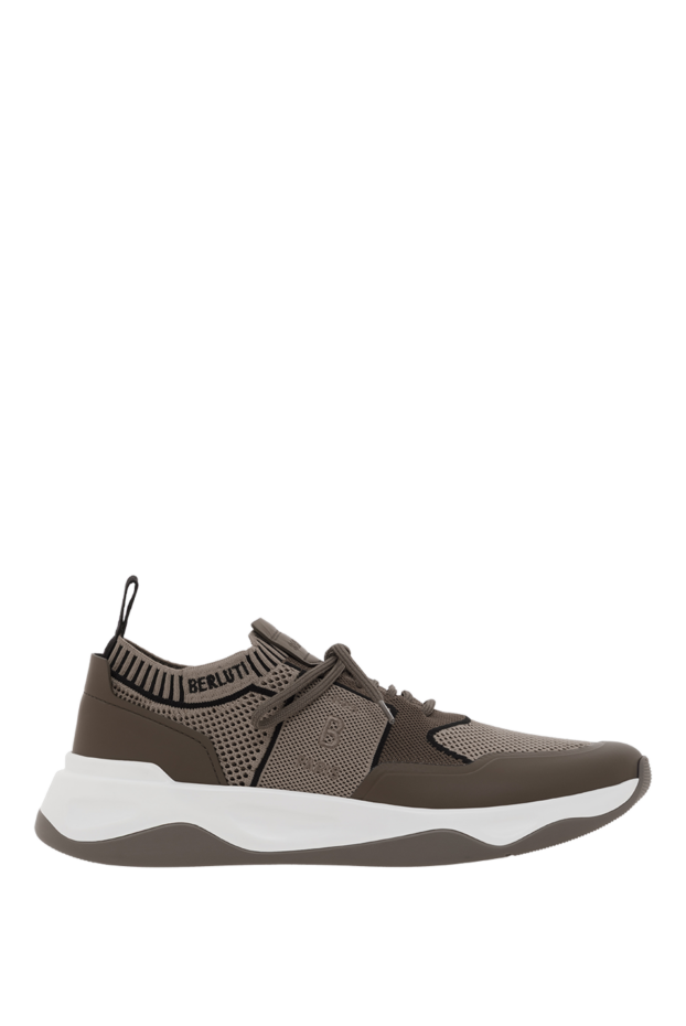 Berluti shadow sneaker in knit and calfskin with rubber coating, beige 187499 - photo 1