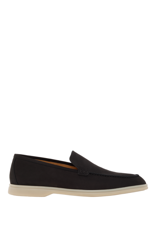 Cesare di Napoli casimiro men's nubuck loafers black with white sole 187518 - photo 1