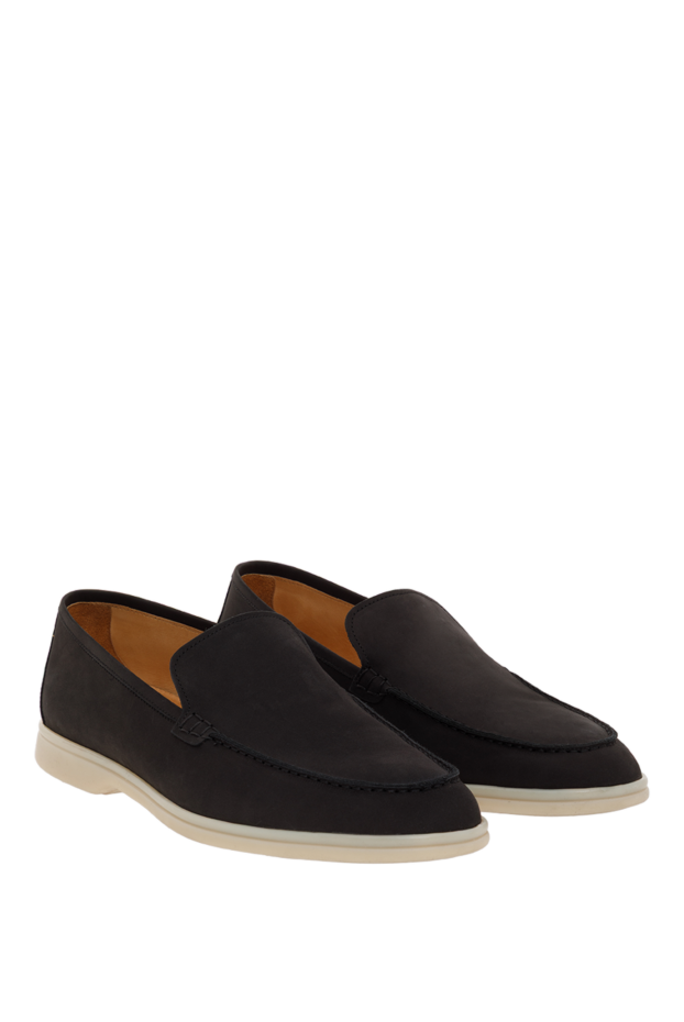 Cesare di Napoli casimiro men's nubuck loafers black with white sole 187518 - photo 3