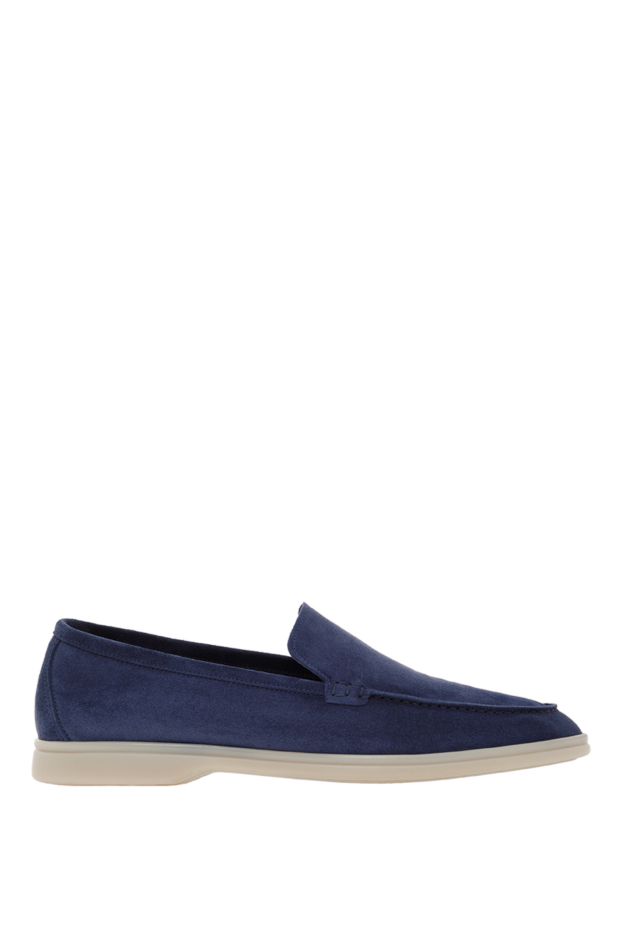 Cesare di Napoli casimiro men's suede loafers light blue with white sole 187520 - photo 1