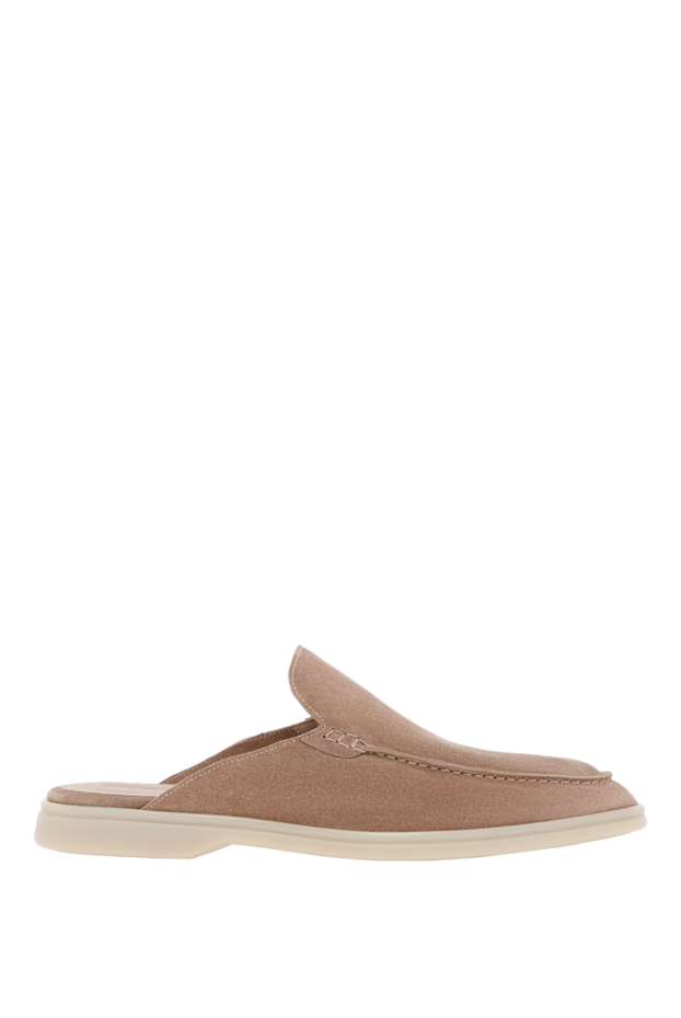 Cesare di Napoli beige suede slides with white sole 187529 - photo 1