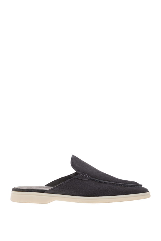 Cesare di Napoli dark blue suede slides with white sole 187536 - photo 1