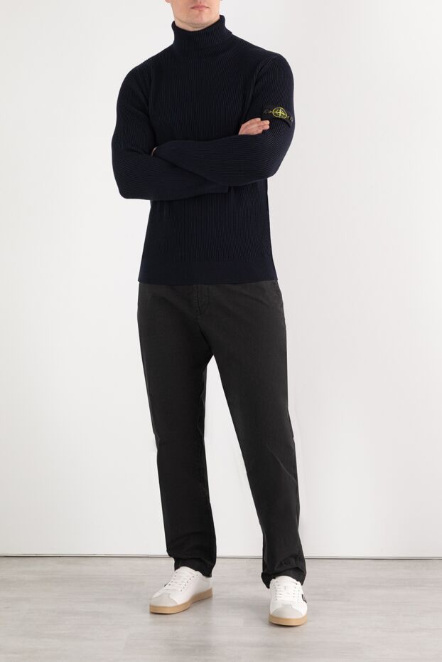 Stone Island men's blue ribbed knitted cuff sweater 187558 - photo 2