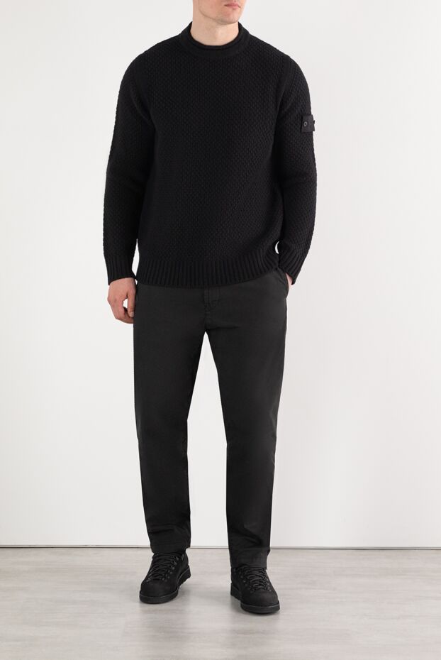 Stone Island crew neck sweater with ribbed wool, black 187559 - photo 2