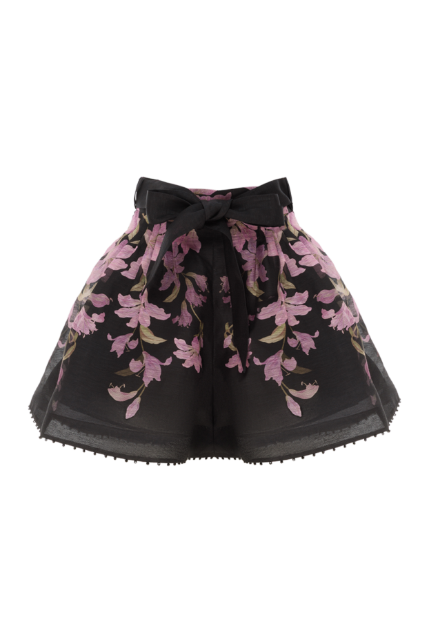Zimmermann шорты dawning beaded tuck черного цвета с цветочным узором 187602 - фото 1