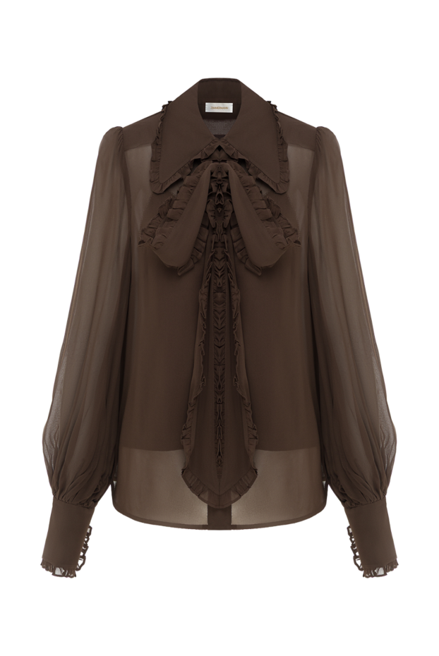 Zimmermann рубашка georgette bow с бантом из жоржета коричневая 187622 - фото 1