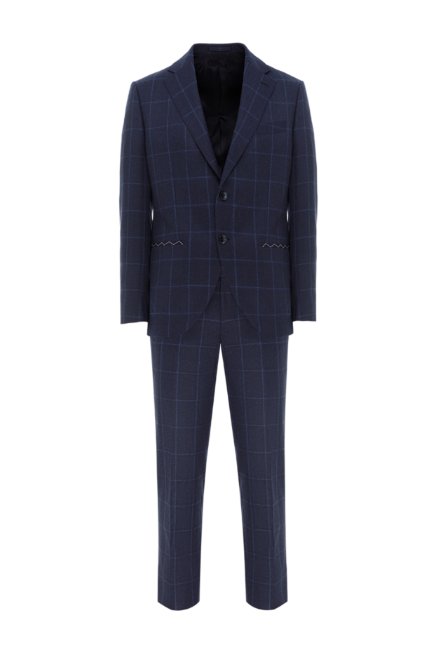 Lubiam men's blue checkered wool single-breasted suit 187709 - photo 1