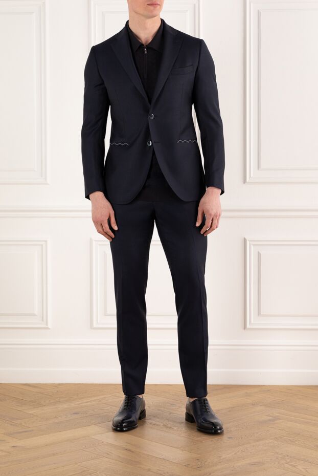 Lubiam single-breasted blue suit for men made of wool 187714 - photo 2