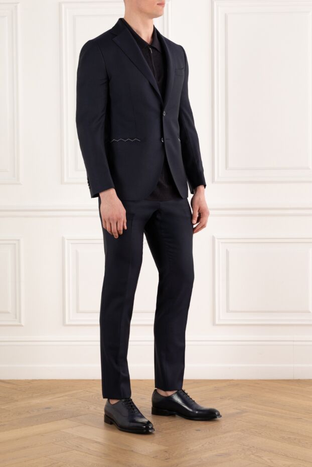 Lubiam single-breasted blue suit for men made of wool 187714 - photo 3