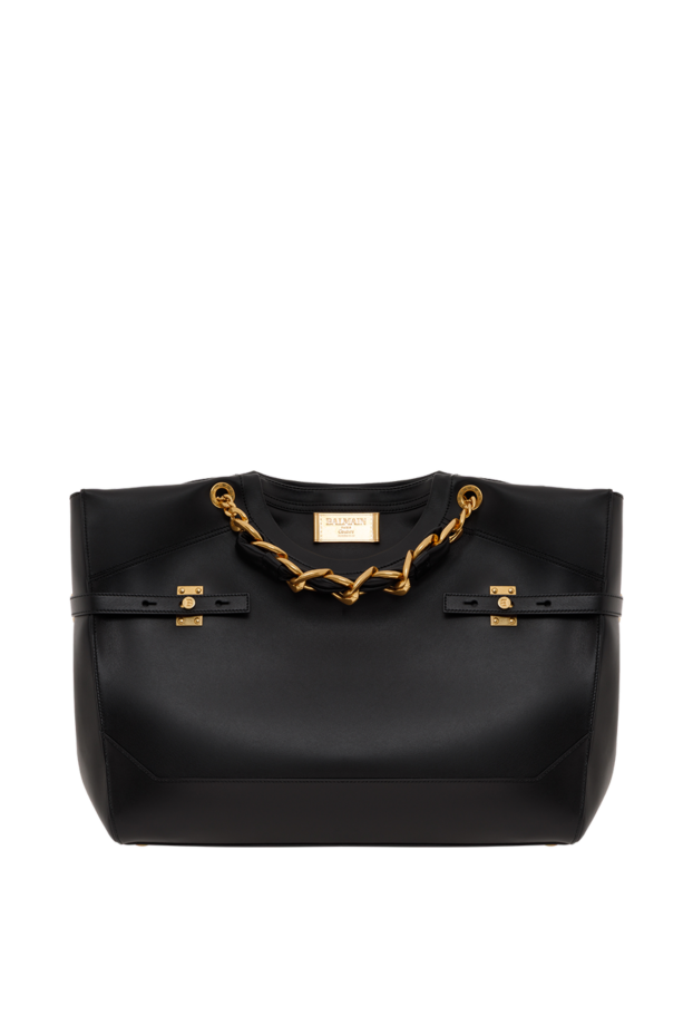 Balmain crew neck calfskin tote bag black 187788 - photo 1