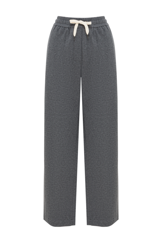 Brunello Cucinelli женские серые спортивные брюки из мягкого хлопкового трикотажа 187821 - фото 1