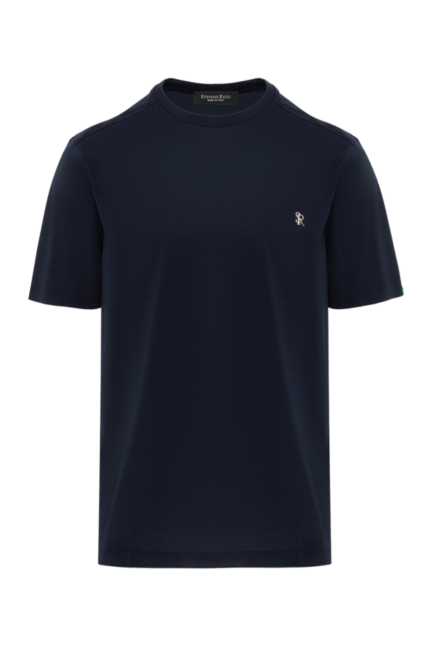 Stefano Ricci navy blue cotton t-shirt with embossed logo 187836 - photo 1