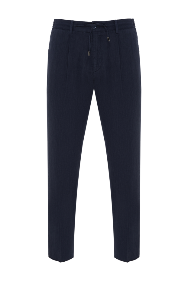 Stefano Ricci straight trousers with ties and pintucks, dark blue for men 187863 - photo 1