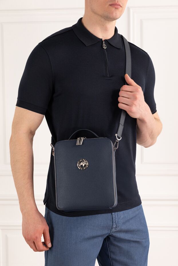 Stefano Ricci blue calfskin messenger bag 187867 - photo 2