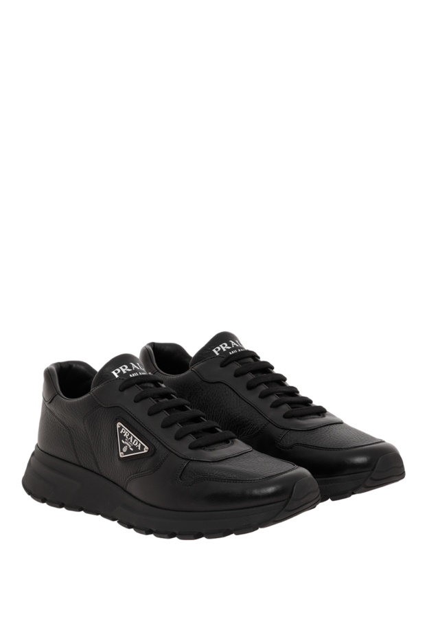 Prada men's matte black leather sneakers 187875 - photo 3