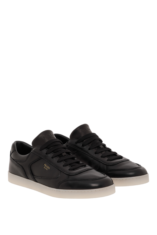 Prada men's sneakers black made of genuine leather with logo 187876 - photo 3