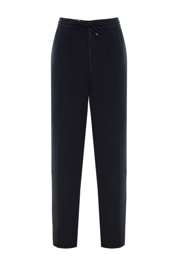 Brunello Cucinelli blue relaxed fit trousers in linen gabardine 187882 - photo 1