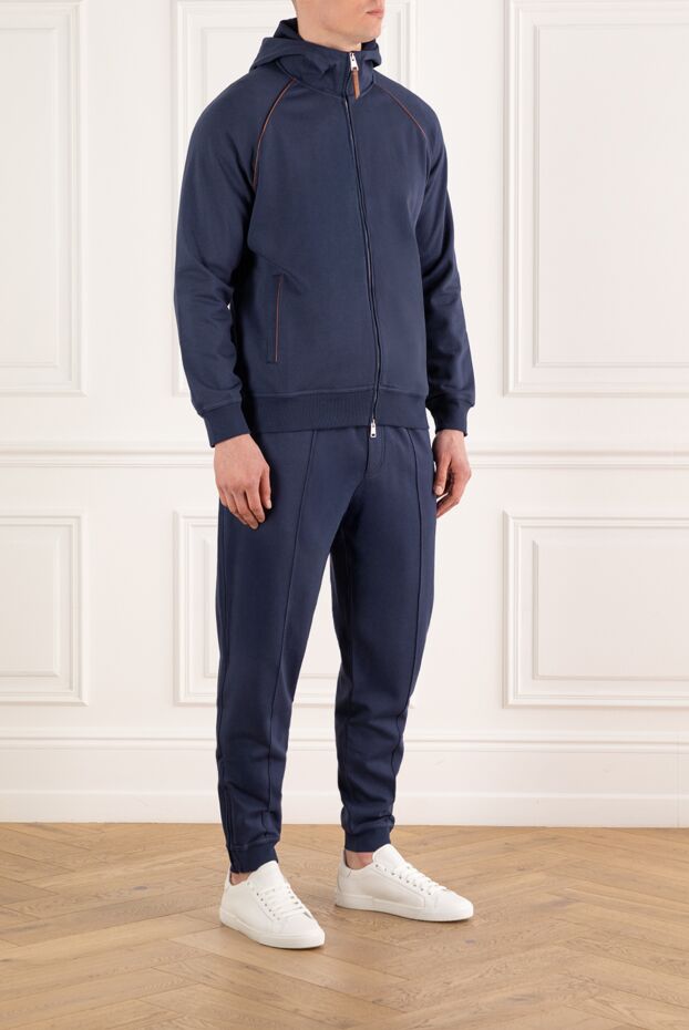 Brunello Cucinelli blue cotton tracksuit with hood 187891 - photo 3
