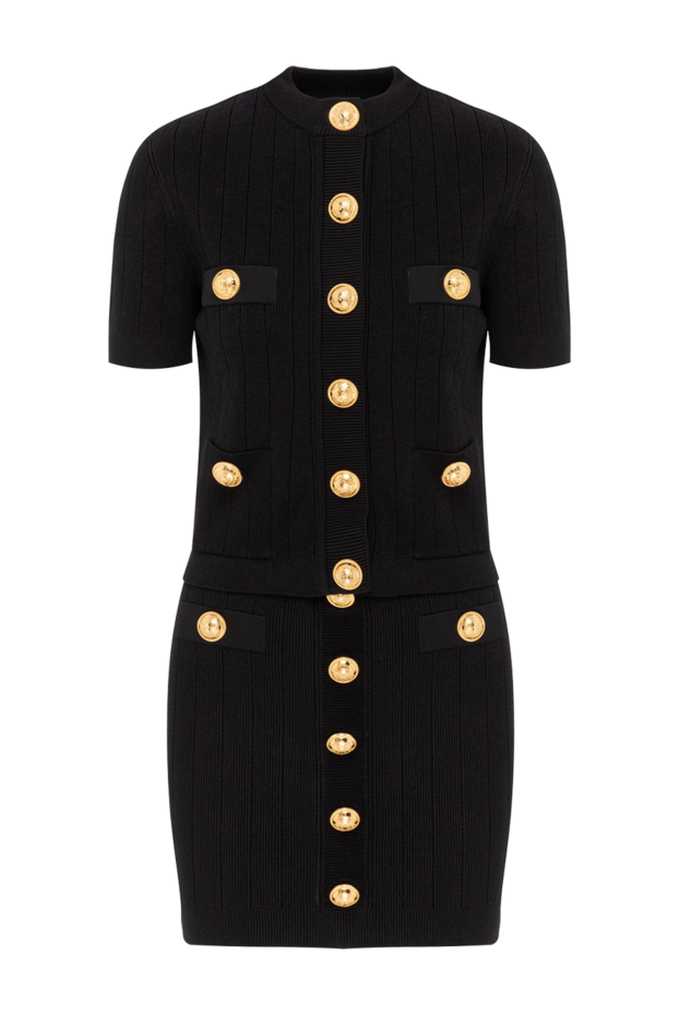 Cardigan with skirt black fine knit with buttons - photo 1